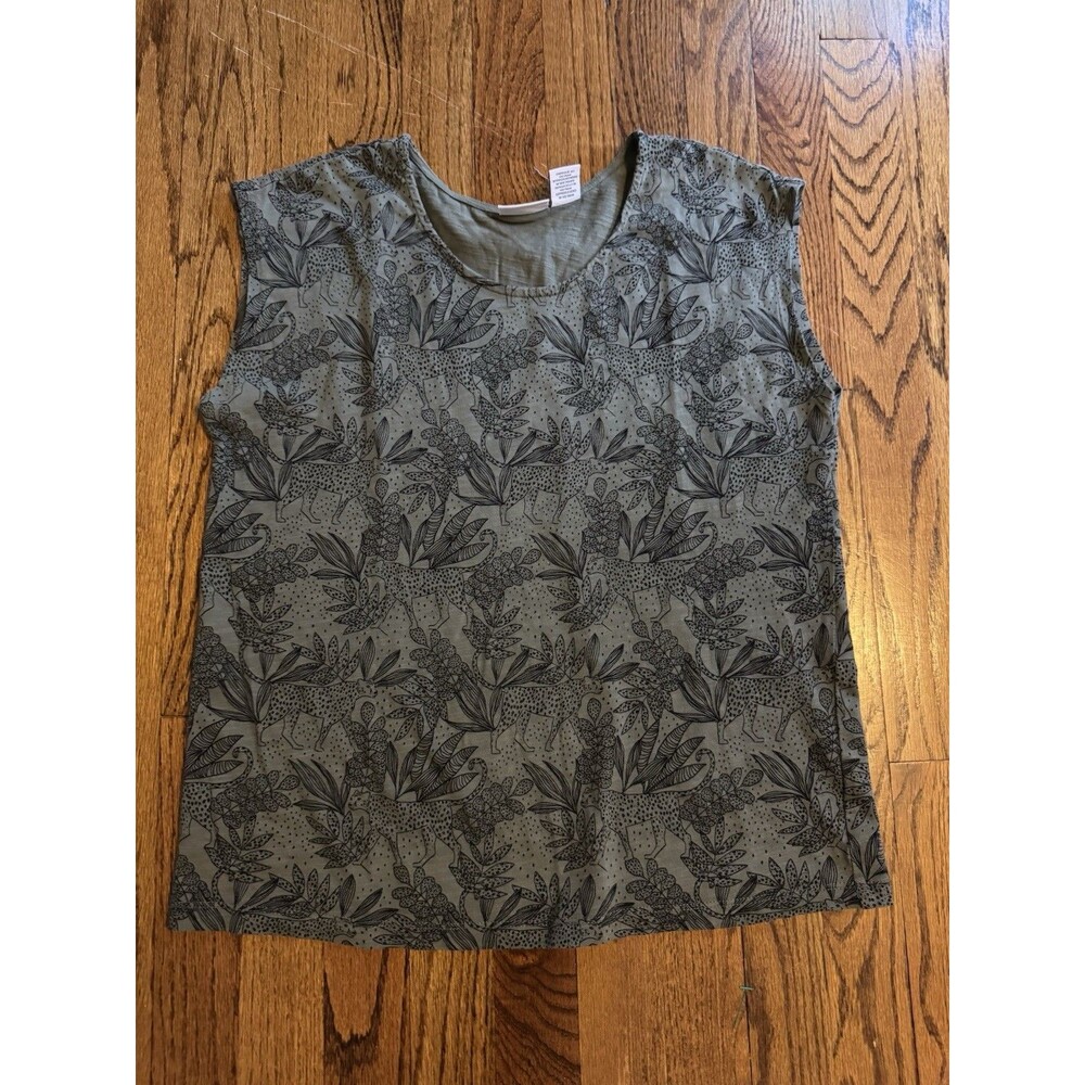 Tabitha Webb Women's Knit Sleeveless Scoop Neck Cheetah Print Top - S